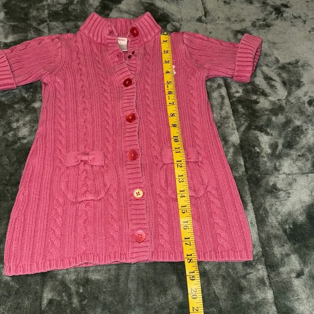 Gymboree Cardigan Sweater Girls‎ 5 Pink Cotton Cable Knit Mock Neck Short Sleeve